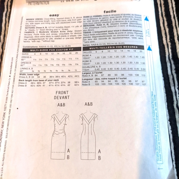 Butterick B5383 inspired by Maggie London size EE 14-16-18-20 pattern only - Picture 2 of 3